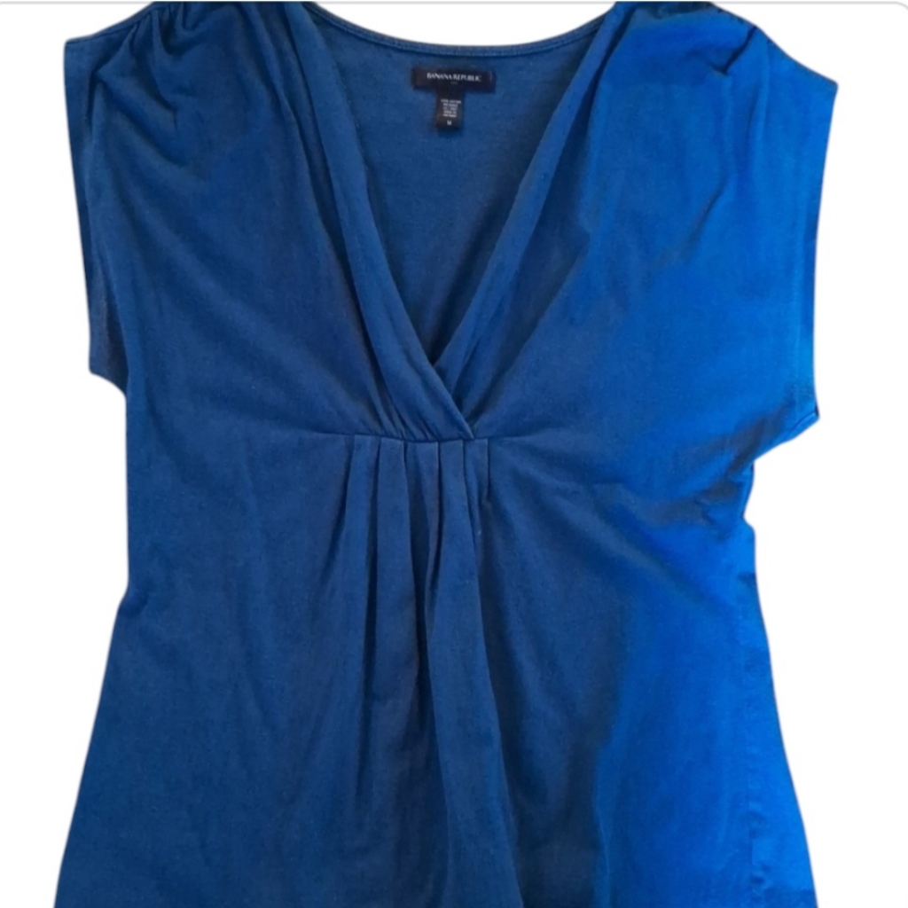 Banana Republic Women's Size: Medium Short Sleeved Top Turquoise Blue Shirt